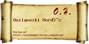 Oszlanszki Horác névjegykártya